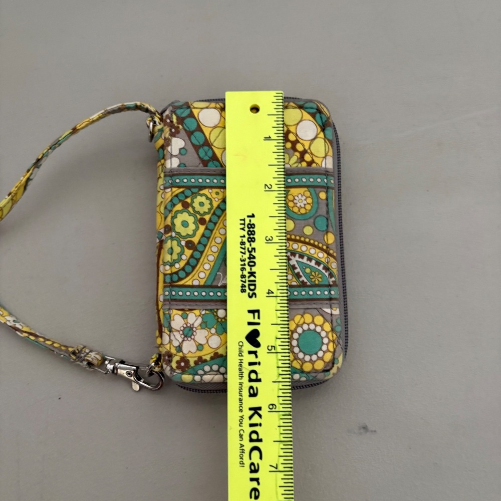 Vera Bradley‎ All In One Crossbody Wristlet Wallet Yellow Teal Paisley Floral - Picture 7 of 12